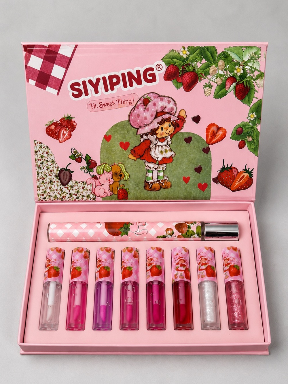SIYIPING Strawberry Lip Gloss & Perfume Gift Set – 8 Piece Collection